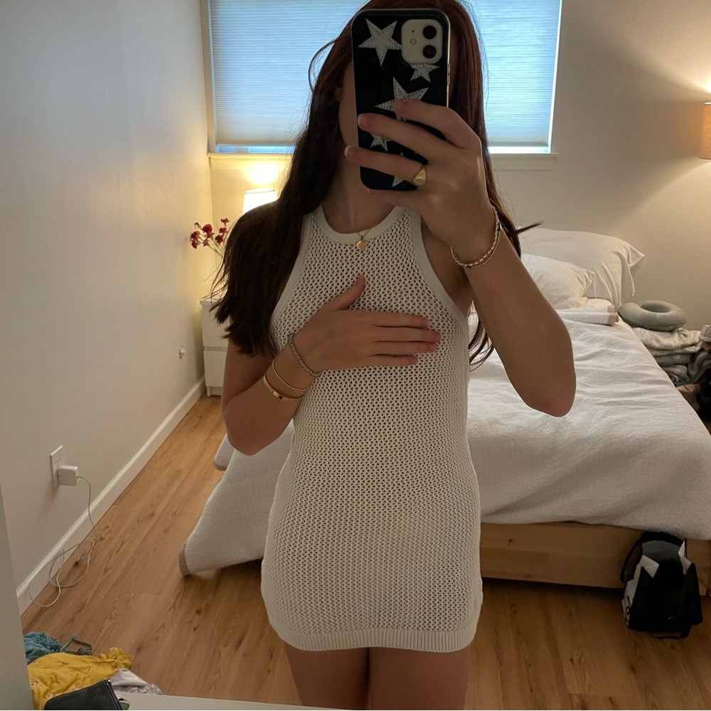 creme crochet dress / cover up